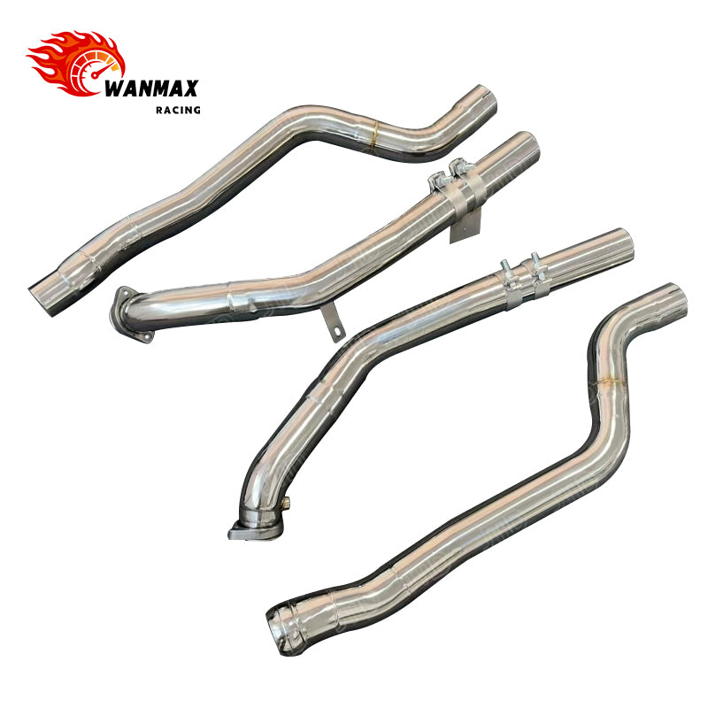 Polished Exhaust Downpipe for Mercedes Benz E550 W212 4.7L V8 4-MATIC 2012 SS304 Exhaust Front Pipe