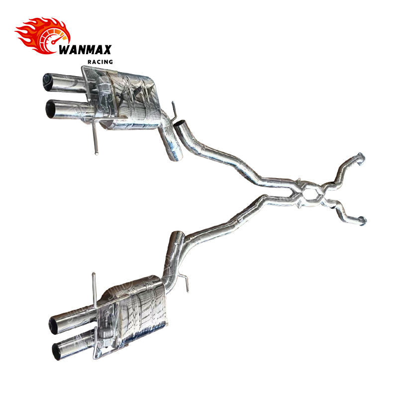 Exhaust Catback with X-Pipe Dual Rear Mufflers for BMW E60 M5 5.0L S85 V10 Stainless Steel Quad Tip Upgrade