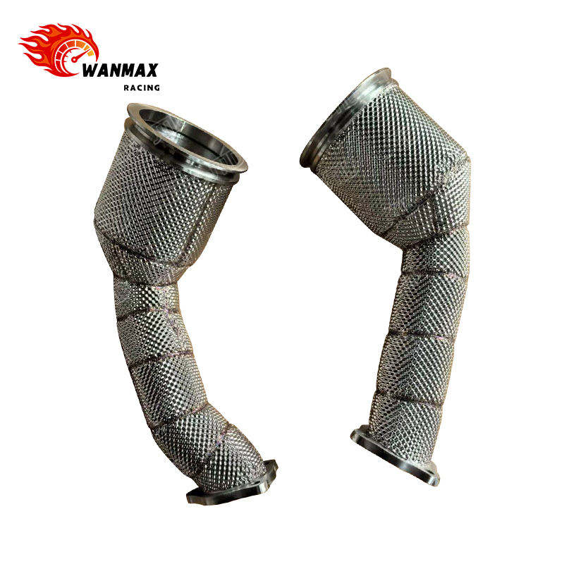Heat Shielded SS304 High Flow Front Downpipe Pair for Audi RS4 B9 RS5 B9 2.9T V6 Twin Turbo