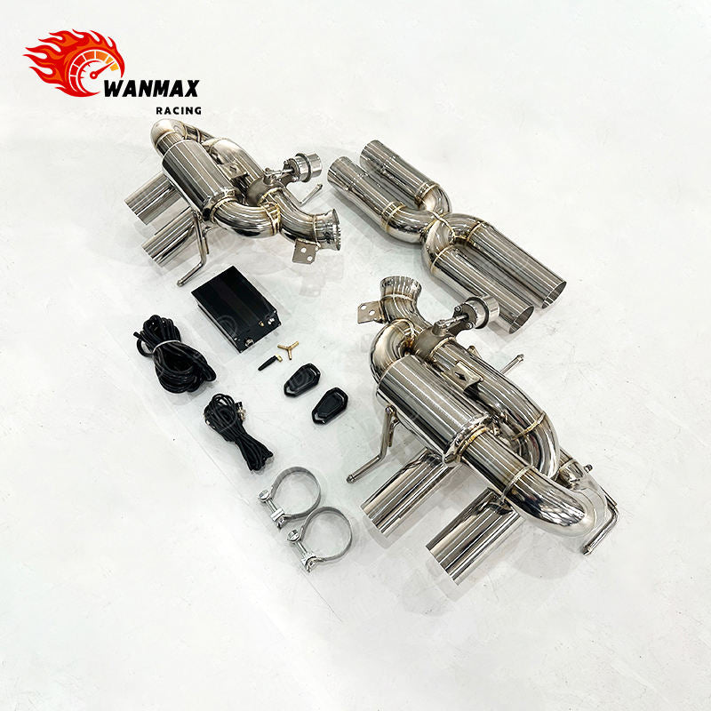 Performance SS304 X-Pipe Muffler Exhaust System for Ferrari F12 Berlinetta 6.3L Naturally Aspirated  Wireless Remote Valved