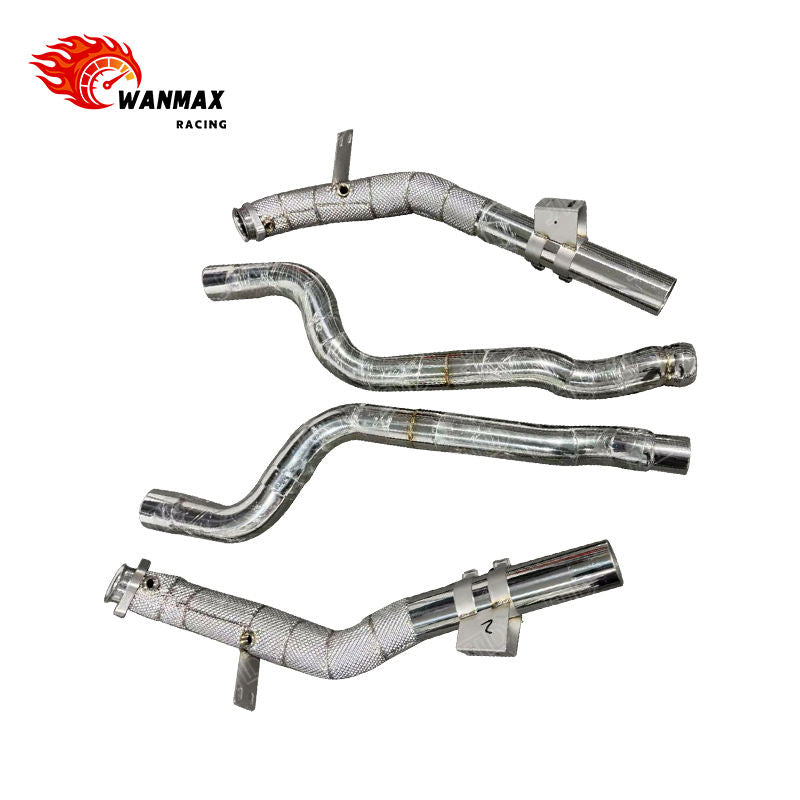 Heat Shielded SS304 High Flow Front Downpipe for Mercedes-Benz CLS550 M278 4.7T V8  2012-2018