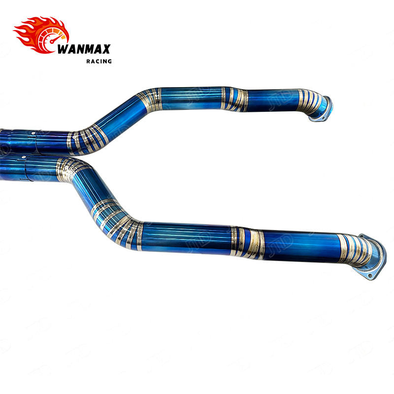 Burnt Blue Full Titanium Valvetronic Catback Exhaust with Carbon Fiber Tips for BMW G90 M5 S68 4.4T V8 Hybrid 2024+