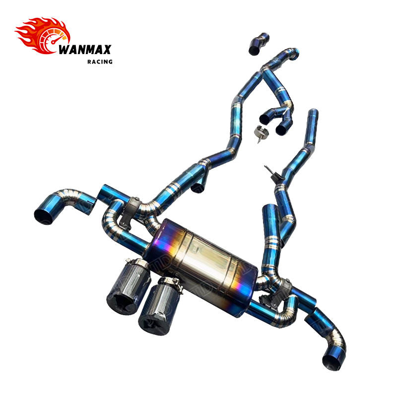 Burnt Blue Titanium Valved Catback Exhaust System with Carbon Tips for BMW Z4 G29 2019+ B48 2.0L Turbo