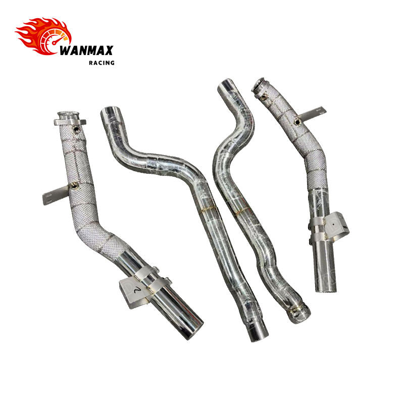 Heat Shielded SS304 High Flow Front Downpipe for Mercedes-Benz CLS550 M278 4.7T V8  2012-2018