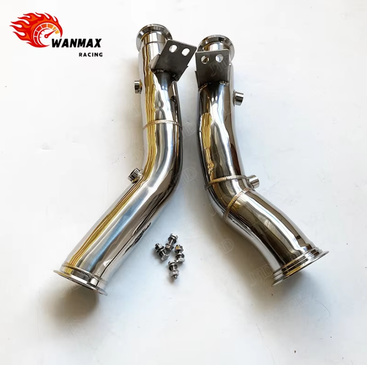 Polished 304 Stainless Steel High-Flow Exhaust Downpipe for Mercedes-Benz C43 AMG W205 3.0T V6 Twin Turbo