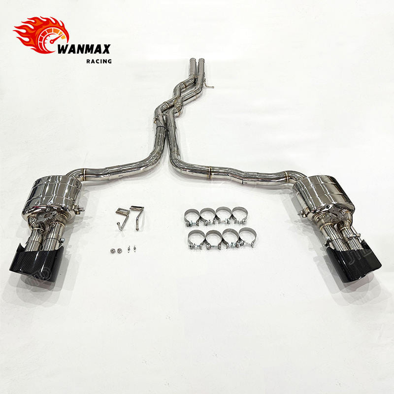 SS304 Electronic Valved Catback Exhaust for 2019+ Audi C8 RS6 RS7 4.0T Twin Turbo V8 US Spec  with Optional Gloss Carbon Fiber Tips