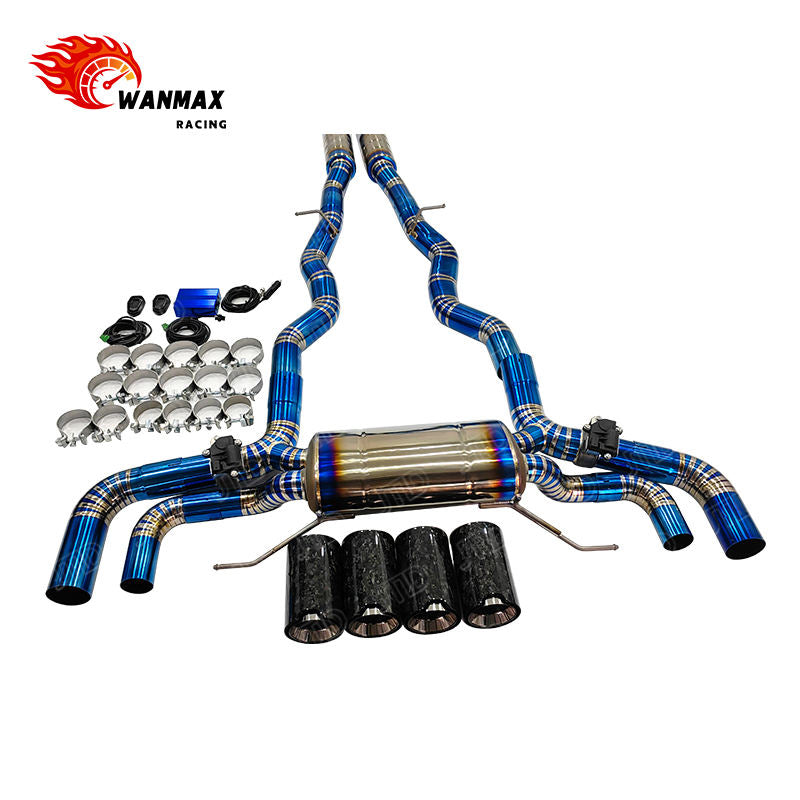 Electronic Valved Catback Exhaust for 2019+ BMW F91 F92 F93 M8 8 Series S63 4.4T No OPF with Forged Carbon Fiber Quad Tips
