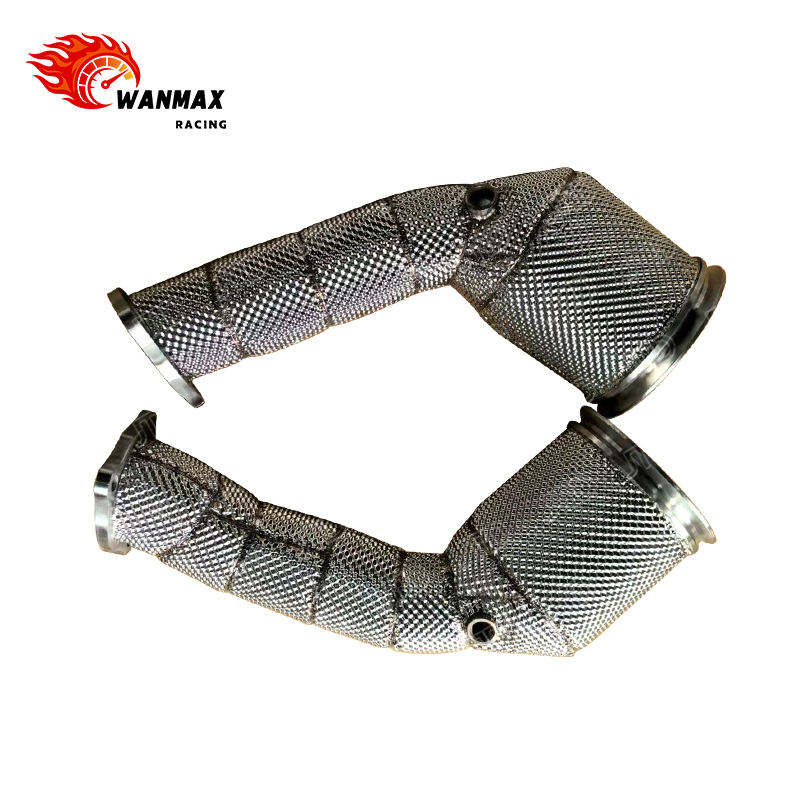 Heat Shielded SS304 High Flow Front Downpipe Pair for Audi RS4 B9 RS5 B9 2.9T V6 Twin Turbo