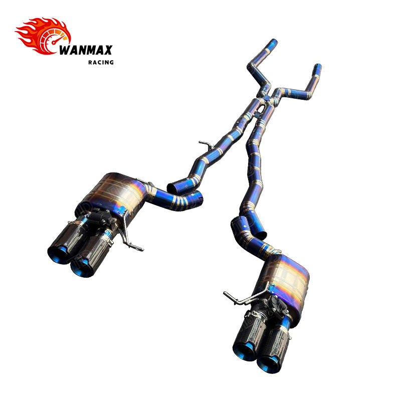 Titanium X-Pipe Valved Catback Exhaust for BMW M5 F10 S63 4.4L Twin Turbo 2012-2016 Performance Muffler Pipe with Quad Tips