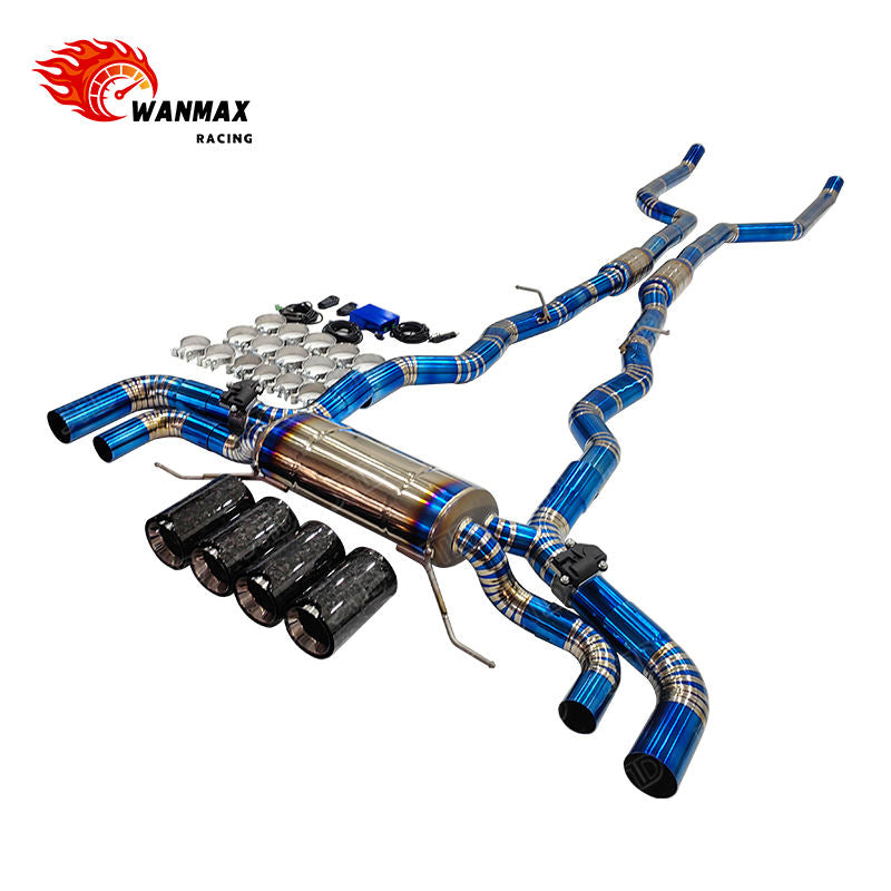 Electronic Valved Catback Exhaust for 2019+ BMW F91 F92 F93 M8 8 Series S63 4.4T No OPF with Forged Carbon Fiber Quad Tips