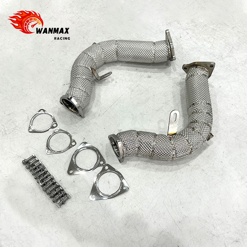 Heat Shield Wrapped High Flow SS304 Downpipe for Audi S4 S5 B8 B8.5 3.0T Supercharged 2007-2024