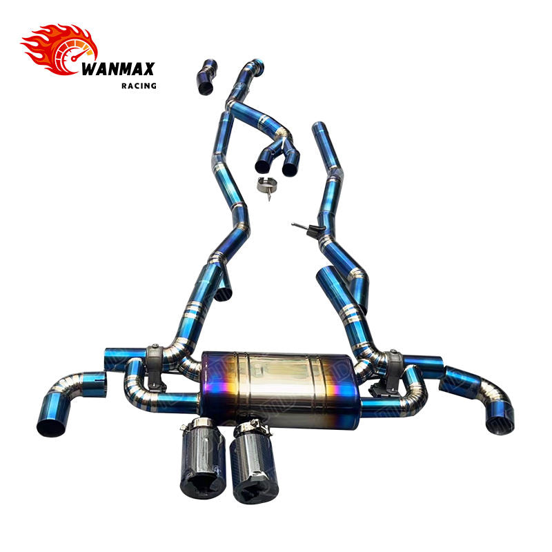 Burnt Blue Titanium Valved Catback Exhaust System with Carbon Tips for BMW Z4 G29 2019+ B48 2.0L Turbo
