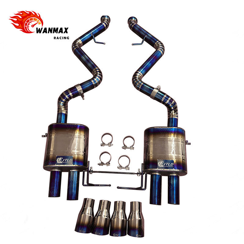 Titanium Valved Exhaust System for BMW E90 E92 E93 M3 4.0L V8 2008-2013 Race Catback Muffler Burnt Blue Tips