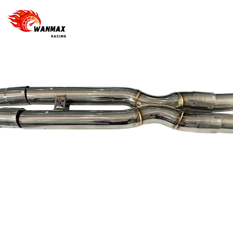 Mirror Polished 304 Stainless Steel X-Pipe Electronic Valved Catback Exhaust with Carbon Fiber Tips for BMW G90 M5 S68 4.4T V8 Hybrid 2024+
