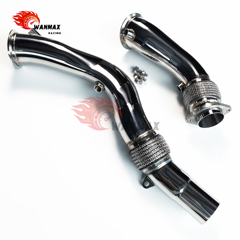 SS304 Exhaust Downpipe with Flex Bellows 89-76mm for BMW F80 M3 F82 M4 F87 M2C S55 3.0T 2014-2021