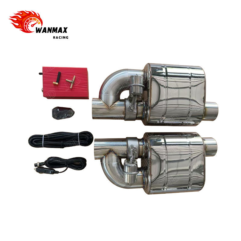 Universal Pneumatic Vacuum Valved Exhaust Muffler Pair Kit Single‑In Single‑Out Silencer With Full Remote Control System