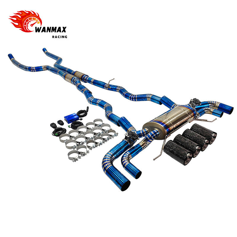 Electronic Valved Catback Exhaust for 2019+ BMW F91 F92 F93 M8 8 Series S63 4.4T No OPF with Forged Carbon Fiber Quad Tips