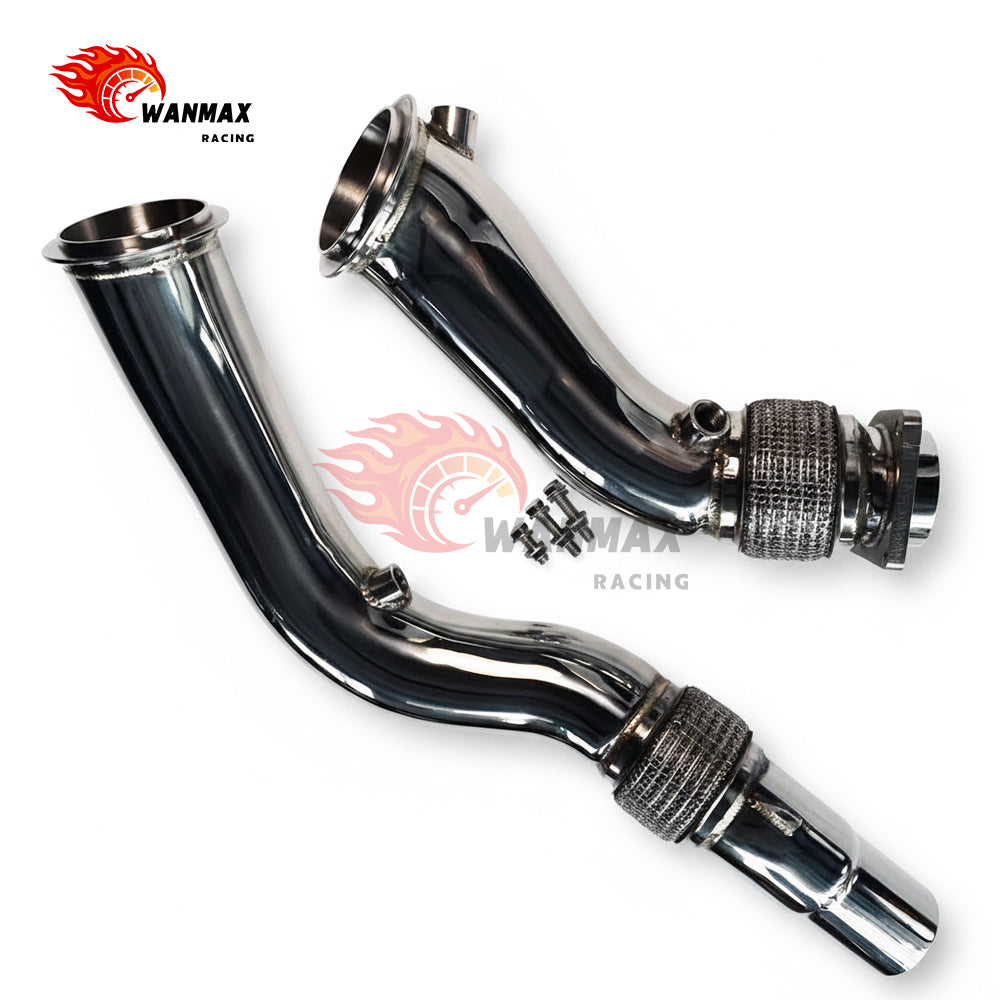 SS304 Exhaust Downpipe with Flex Bellows 89-76mm for BMW F80 M3 F82 M4 F87 M2C S55 3.0T 2014-2021