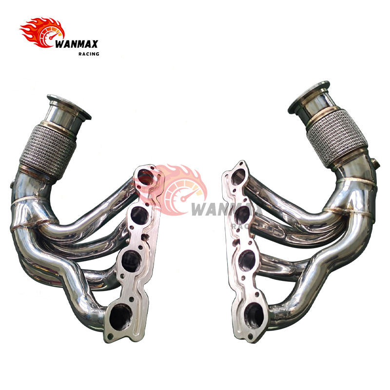 Mirror-Polished T304 Stainless Steel Equal-Length Header Pair for Ferrari 458 Italia 4.5L V8 2009-2015