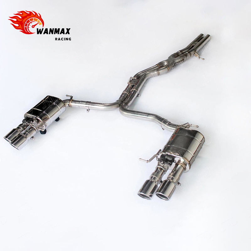 Performance T304 Stainless Steel Valvetronic Catback Exhaust System with X-Pipe for Audi S6 C7 4.0T V8 Twin Turbo