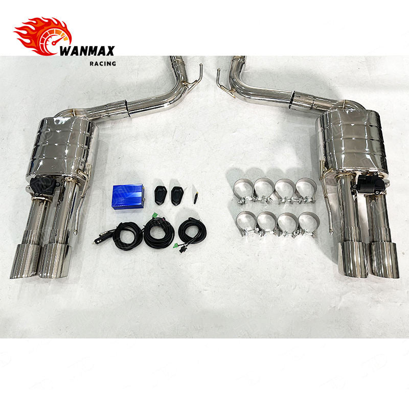 Mirror Polished SS304 Catback Exhaust for Ford Mustang GT 5.0L NA V8 Electronic Valved with Polished Quad Tips