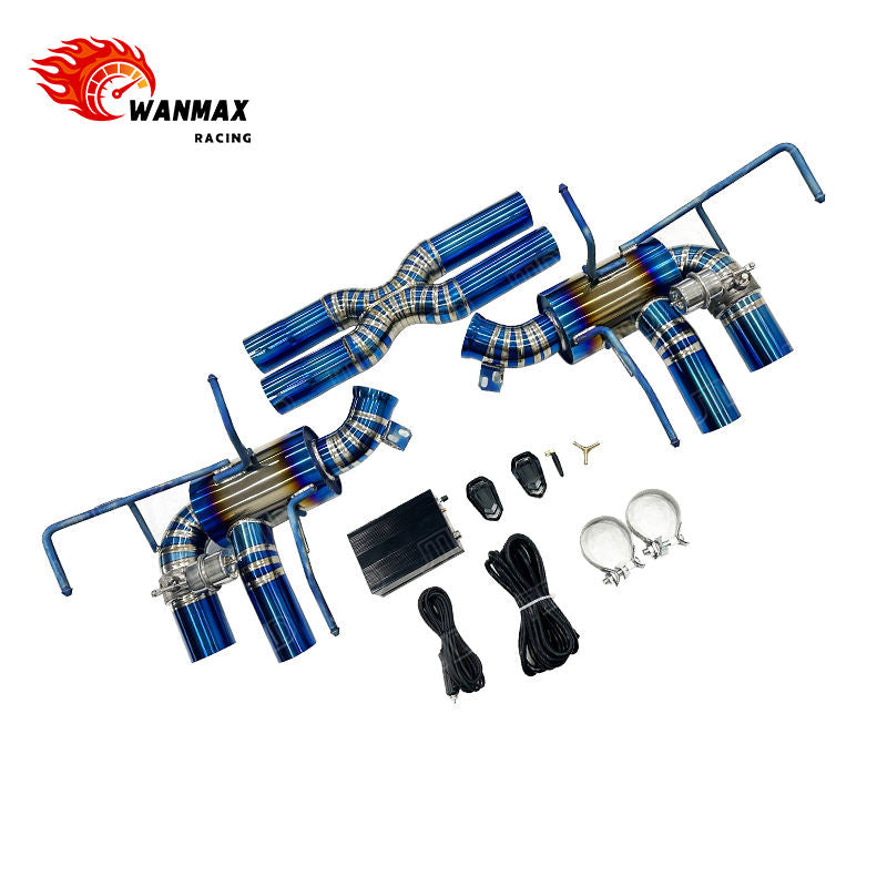High Performance Titanium Exhaust System For Ferrari 812 Blue Color with Vacuum Valve Control In Stock Fast Shipping