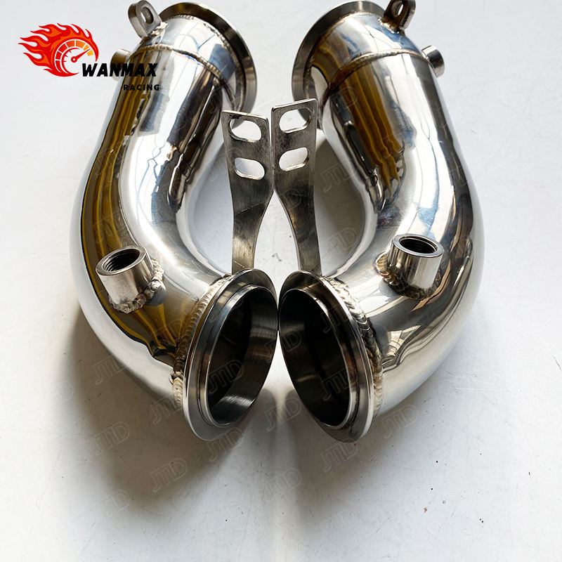 Polished 304 Stainless Steel Catless Exhaust Downpipe for BMW X5M F95 X6M F96 S63 4.4L V8 Twin Turbo