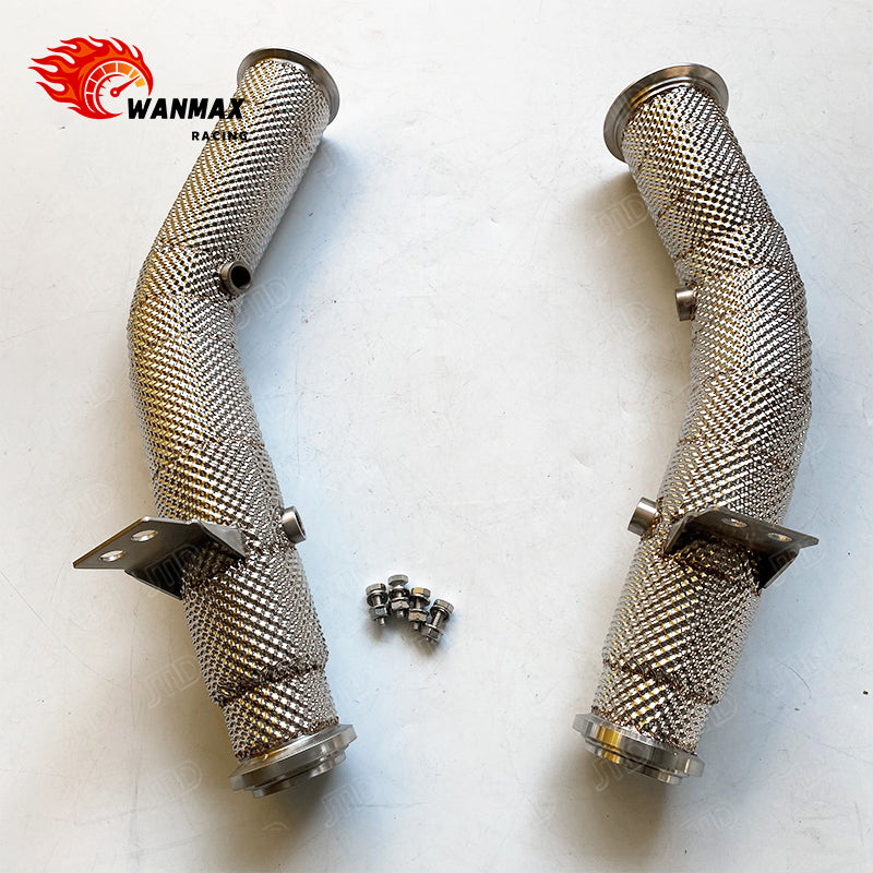 Heat Shielded High-Flow 304 Stainless Steel Exhaust Downpipe for Mercedes-Benz C43 AMG W205 3.0T V6 Twin Turbo