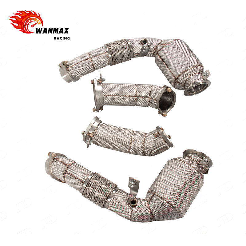 High Flow Catted Downpipe Set for BMW M5 G90 S68 4.4T Twin Turbo V8 PHEV Full Heat Shield SS304