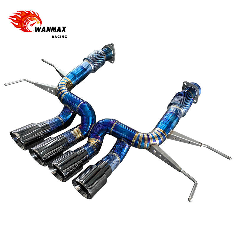 Burnt Blue Titanium Straight Through Catback Exhaust with Gloss Black Quad Tips for Chevrolet Corvette C8 Z06 5.5L Naturally Aspirated V8