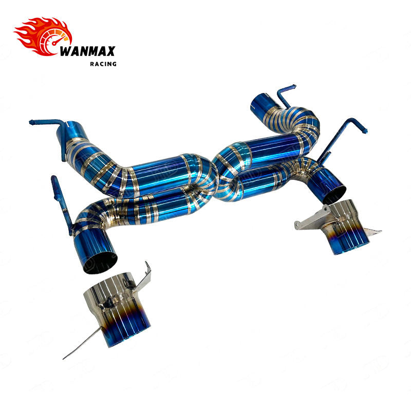 Non-Valved Straight Pipe Catback Exhaust for Ferrari 488 GTB Spider 3.9T Twin Turbo V8  Full Titanium