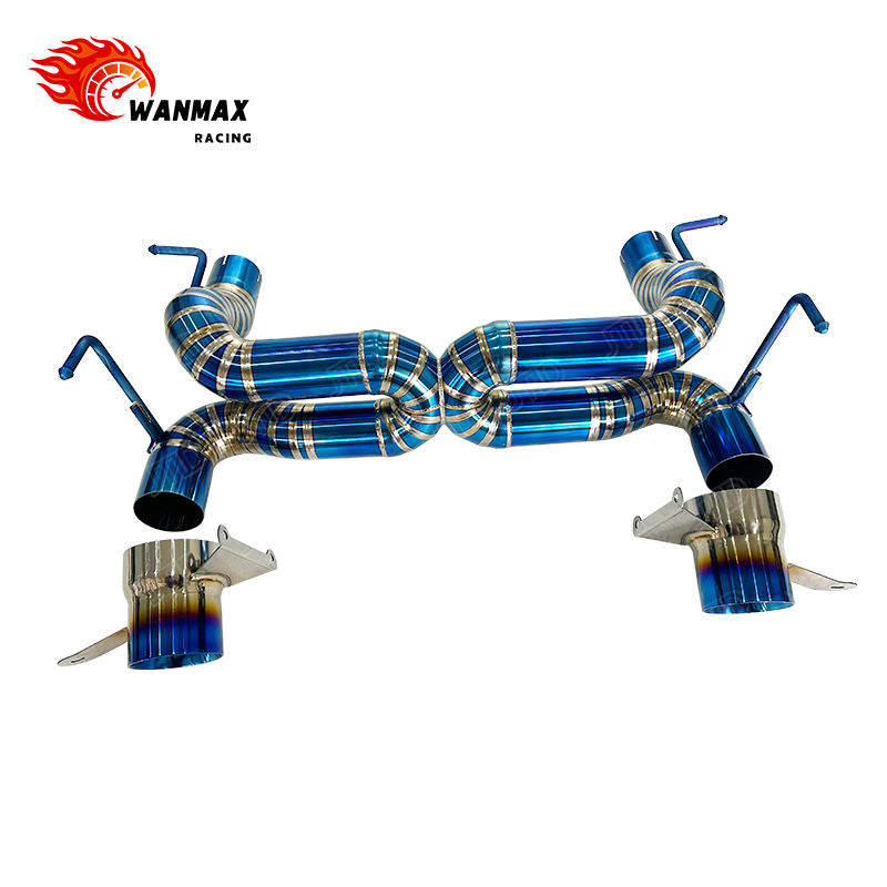 Non-Valved Straight Pipe Catback Exhaust for Ferrari 488 GTB Spider 3.9T Twin Turbo V8  Full Titanium