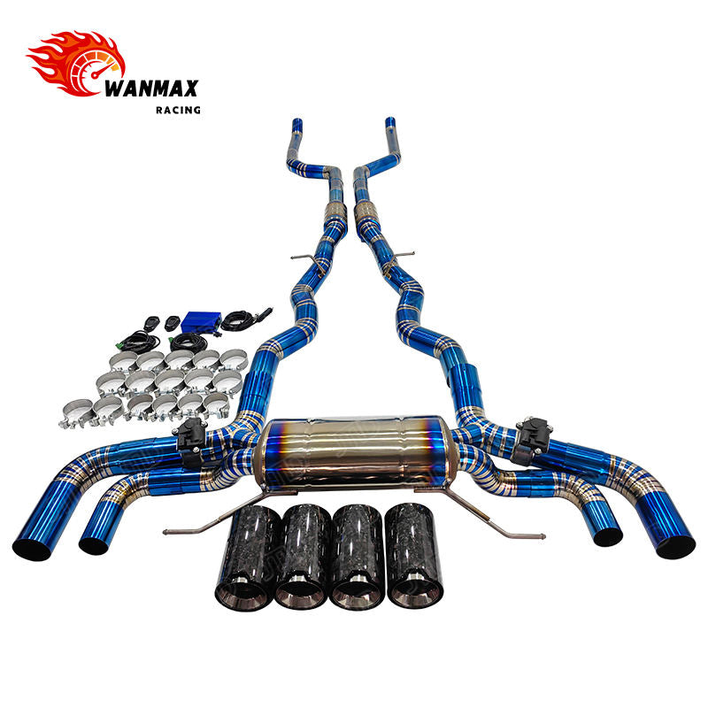 Electronic Valved Catback Exhaust for 2019+ BMW F91 F92 F93 M8 8 Series S63 4.4T No OPF with Forged Carbon Fiber Quad Tips