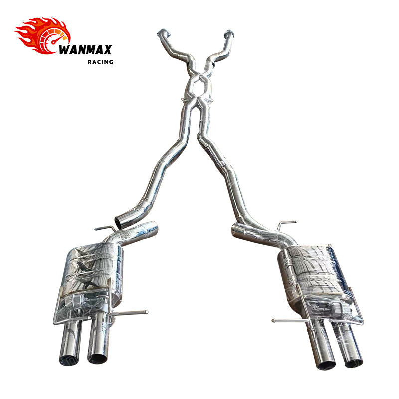 Exhaust Catback with X-Pipe Dual Rear Mufflers for BMW E60 M5 5.0L S85 V10 Stainless Steel Quad Tip Upgrade
