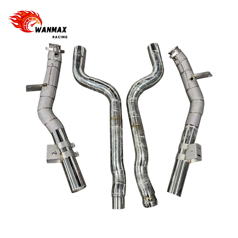 Heat Shielded SS304 High Flow Front Downpipe for Mercedes-Benz CLS550 M278 4.7T V8  2012-2018