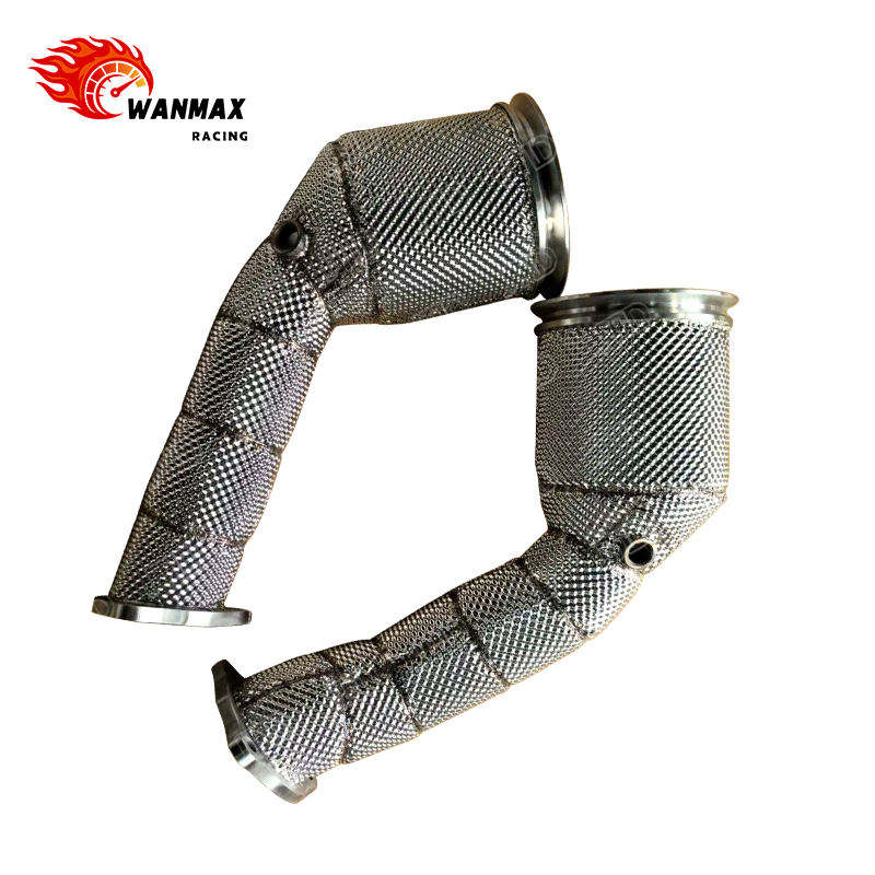 Heat Shielded SS304 High Flow Front Downpipe Pair for Audi RS4 B9 RS5 B9 2.9T V6 Twin Turbo