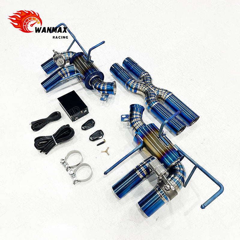 High Performance Titanium Exhaust System For Ferrari 812 Blue Color with Vacuum Valve Control In Stock Fast Shipping
