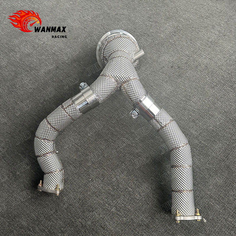 High-Grade Exhaust Downpipe with Heat Shield for Audi A7 C8 55 TFSI 3.0T Supercharged V6 Stainless Steel Front Pipe with High Flow Cat