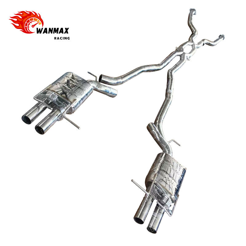 Exhaust Catback with X-Pipe Dual Rear Mufflers for BMW E60 M5 5.0L S85 V10 Stainless Steel Quad Tip Upgrade