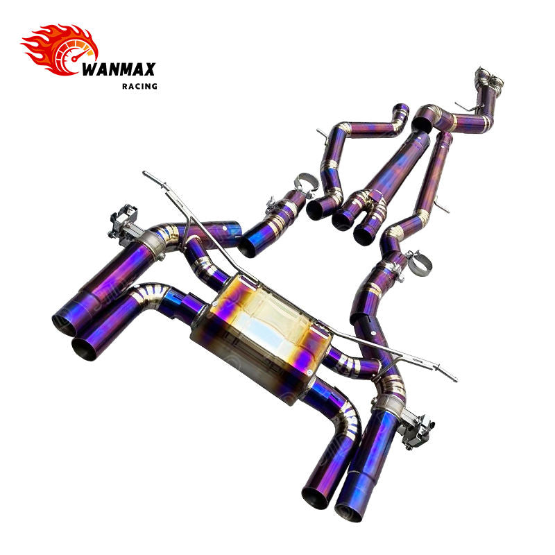 Burnt Purple Titanium Valved Catback Exhaust for BMW M3 G80 M4 G82 S58 Muffler Pipe with Quad Tips