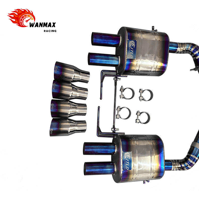 Titanium Valved Exhaust System for BMW E90 E92 E93 M3 4.0L V8 2008-2013 Race Catback Muffler Burnt Blue Tips