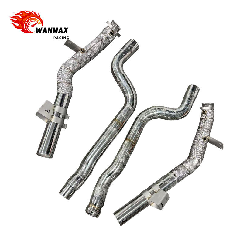Heat Shielded SS304 High Flow Front Downpipe for Mercedes-Benz CLS550 M278 4.7T V8  2012-2018