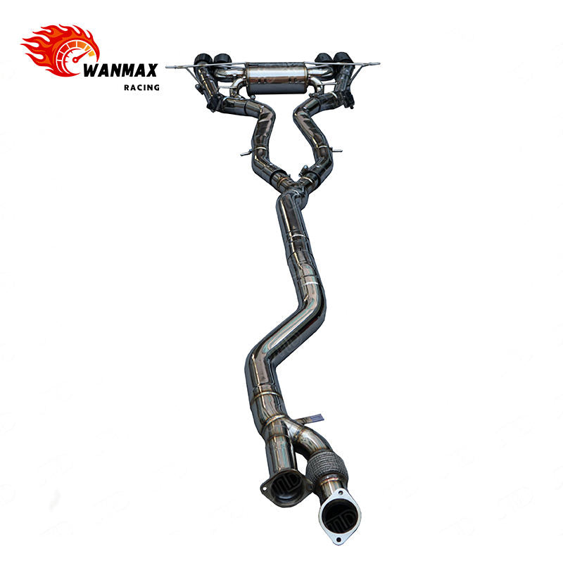 Polished SS304 Valvetronic Catback Exhaust System for BMW G80 M3 G82 M4 G87 M2 S58 3.0L with Gloss Black Tips