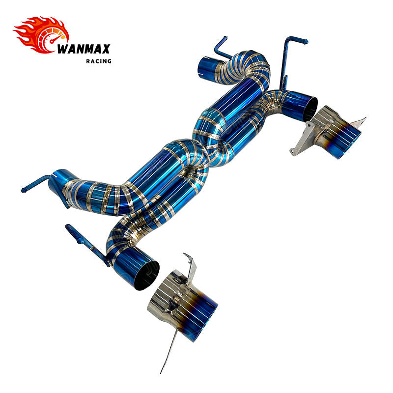 Non-Valved Straight Pipe Catback Exhaust for Ferrari 488 GTB Spider 3.9T Twin Turbo V8  Full Titanium