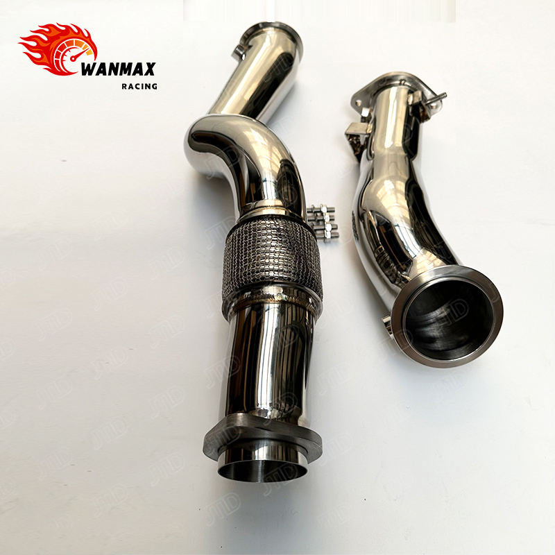 Polished 304 Stainless Steel Catless Exhaust Downpipe for BMW G80 M3 G82 M4 G87 M2 S58 3.0L Turbo 2021+