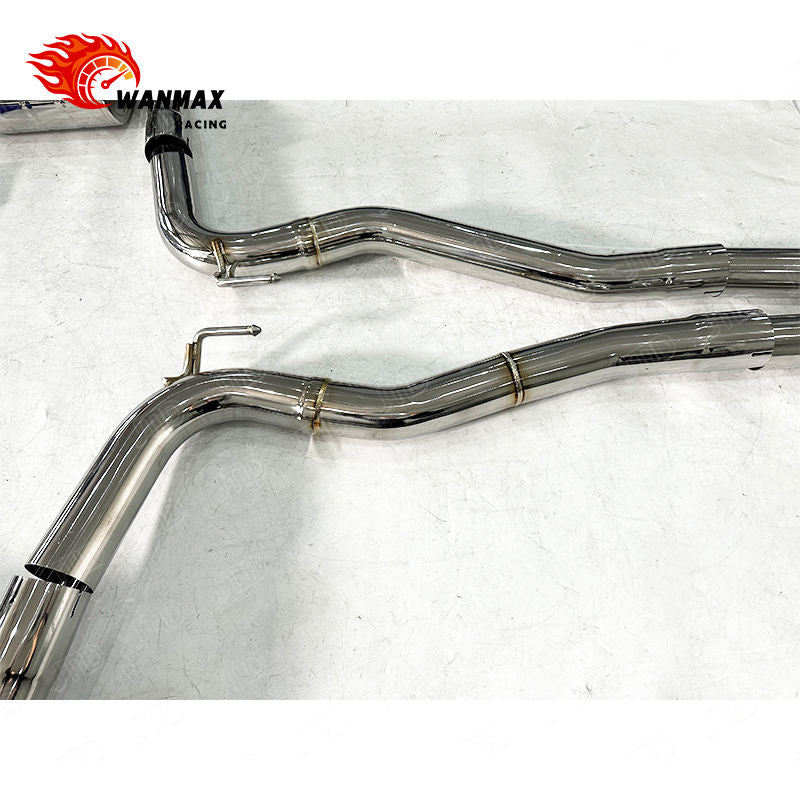 Mirror Polished SS304 Catback Exhaust for Ford Mustang GT 5.0L NA V8 Electronic Valved with Polished Quad Tips