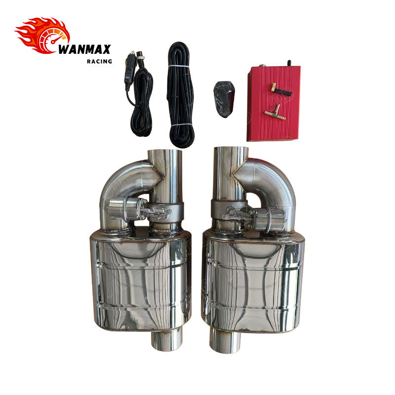 Universal Pneumatic Vacuum Valved Exhaust Muffler Pair Kit Single‑In Single‑Out Silencer With Full Remote Control System