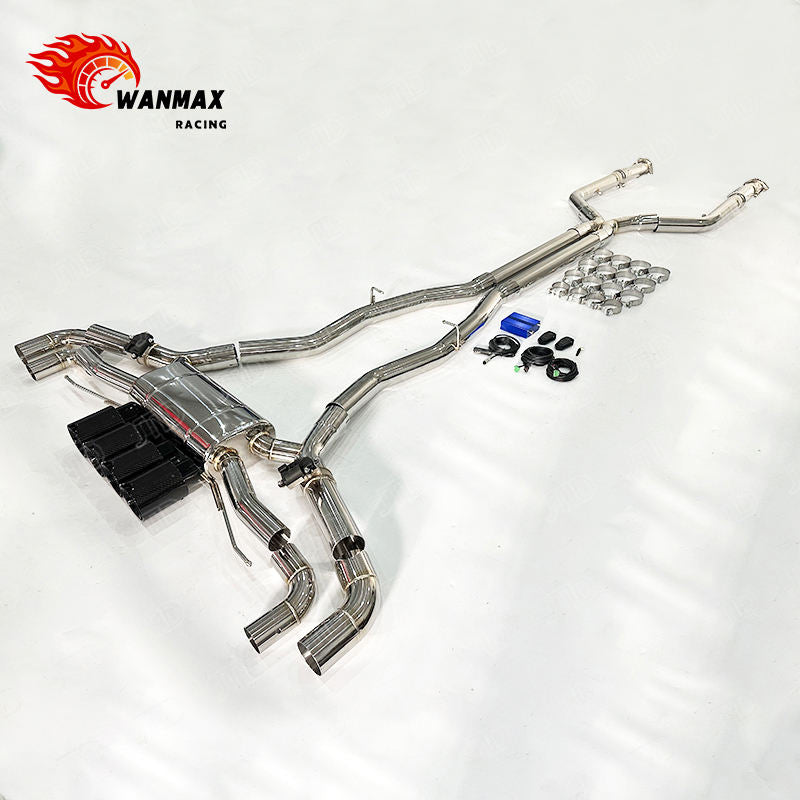 Flange Joint Electronic Valved Catback Exhaust with Carbon Tips for BMW X5M F95 X6M F96 4.4L S63 Twin Turbo V8