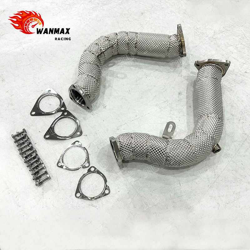 Heat Shield Wrapped High Flow SS304 Downpipe for Audi S4 S5 B8 B8.5 3.0T Supercharged 2007-2024