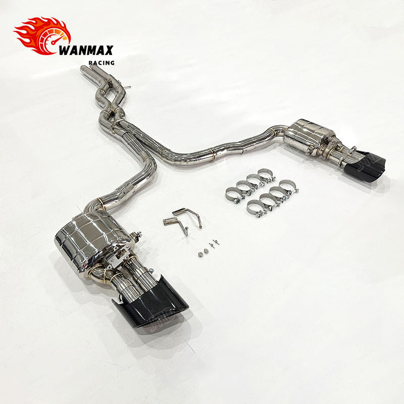 SS304 Electronic Valved Catback Exhaust for 2019+ Audi C8 RS6 RS7 4.0T Twin Turbo V8 US Spec  with Optional Gloss Carbon Fiber Tips